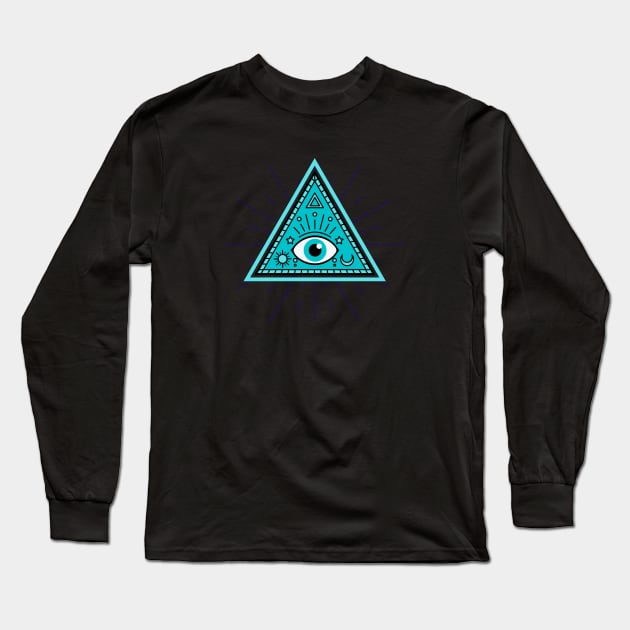 All Seeing eye - light blue with light blue eye Long Sleeve T-Shirt by Just In Tee Shirts